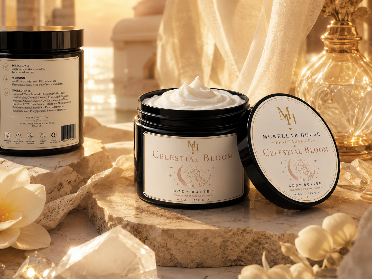 Celestial Bloom™ Body Butter | Coconut, Vanilla & Solar Florals | 4 oz