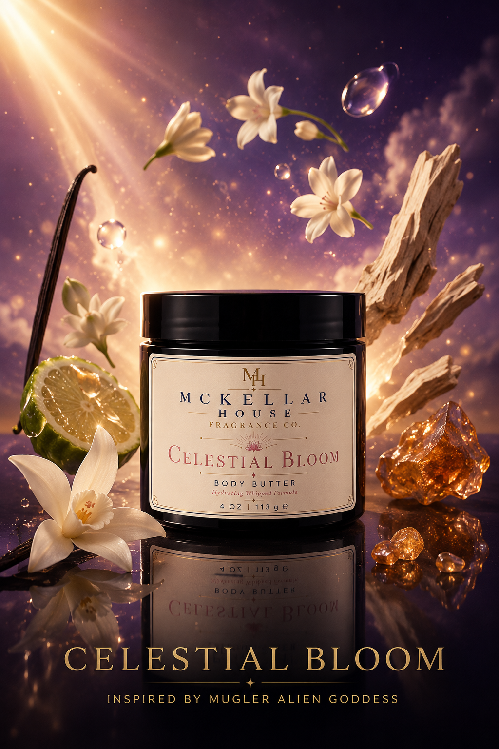 Celestial Bloom™ Body Butter | Coconut, Vanilla & Solar Florals | 4 oz